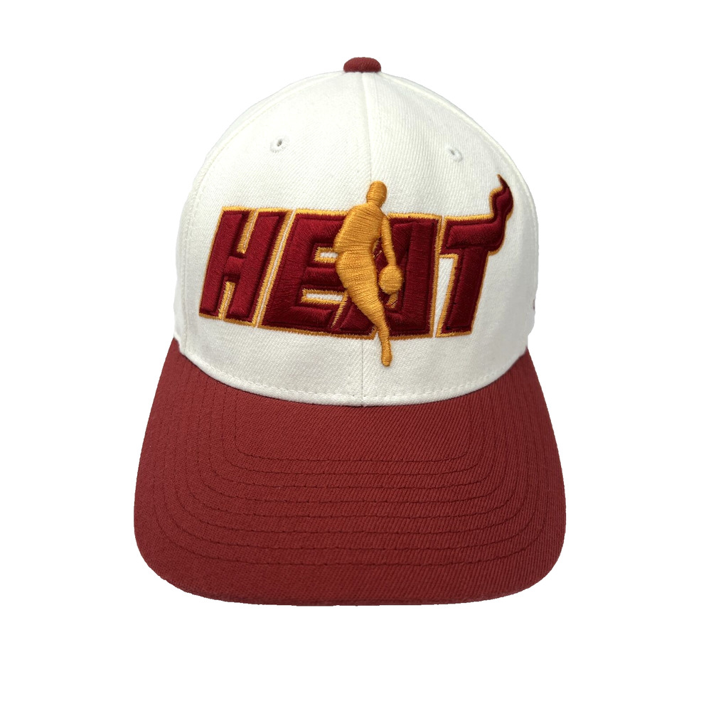 Adidas Men's Miami Heat Hat White / Red Climalite Cap Flexfit Large/Extralarge
